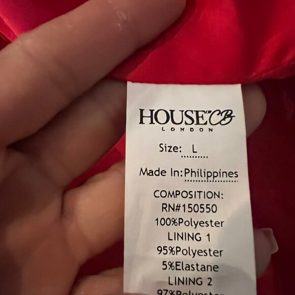 $285 HOUSE OF CB CORSET LORETTA OFF SHOULDER SATIN MIDI DRESS SZ L LARGE - Picture 5 of 6